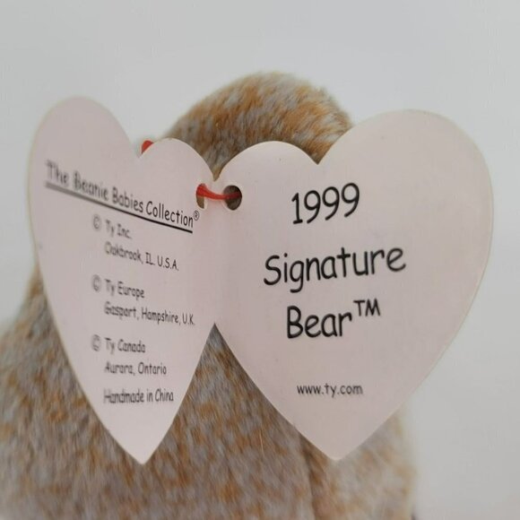 RARE Vintage Ty Inc. 1999 Signature Bear Beanie Baby With Tag Error 8" - Picture 8 of 10